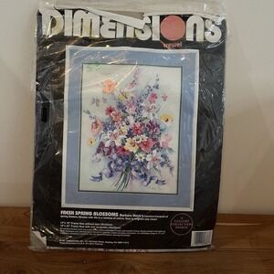 VTG 1991 DIMENSIONS Counted Cross Stitch Fresh Spring Blossoms Embroidery NEW